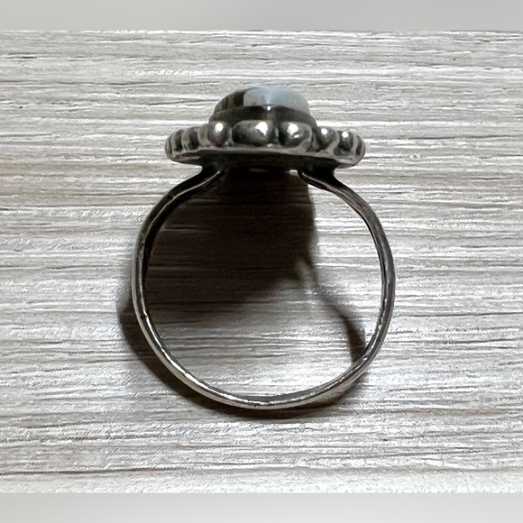 Navajo Lee Charley Sterling Silver & Gold Turquoise, MOP, Onyx Ring, Size 8 - Picture 4 of 9